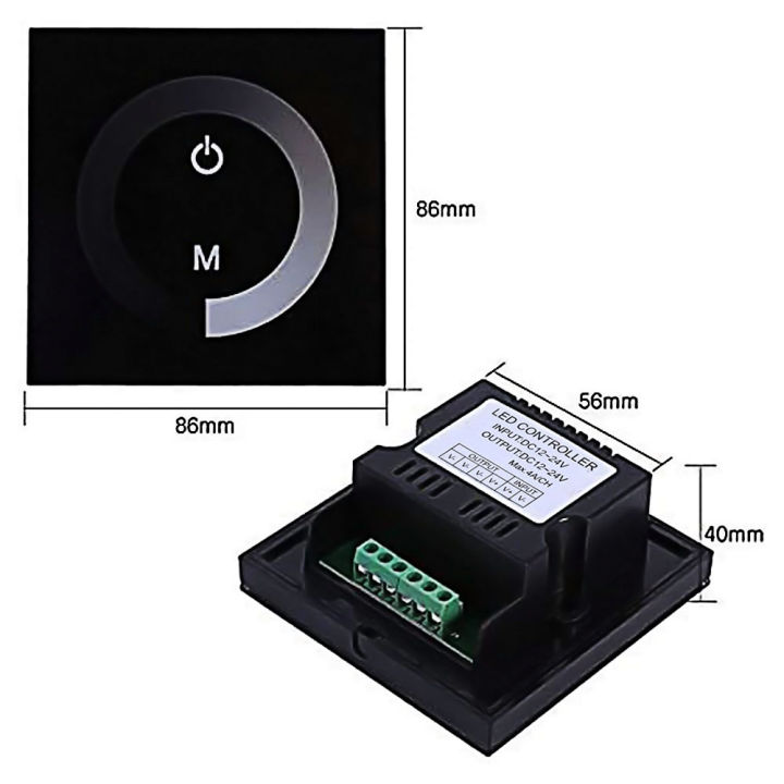 Monochrome%20Touch%20Screen%20LED%20Controller%20DC%2012V-24V%20Wall%20Touch%20Dimmer%20Switch,Touch%20Panel%20LED%20Dimmer%20Black/White%20-%20Image%204