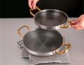 Frying Pan Honeycomb Coating Non-Stick Pan Stainless Steel Wok with Double Handle for Gas Electric Induction 24cm. 