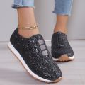 2024 Autumn New Fashion Slip-on Low-heeled Women's Sneakers Gold Silver Trend Sport Shoes Ladies Outdoor Casual Walking Shoes.