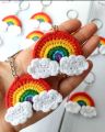 rainbow keychains for girls,colorful rainbow crochet keychain for kids bags.. 