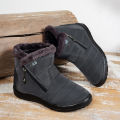 Women's casual sports shoes, mid-calf thick plush waterproof cotton boots, outer zipper cotton boots. 