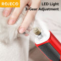 ROJECO Pet Electric Nail Grinder Rechargeable Dog Paw Grooming Nail Clipper LED Light 7 Speeds Adjustable Cat Claw Nail Grinder. 