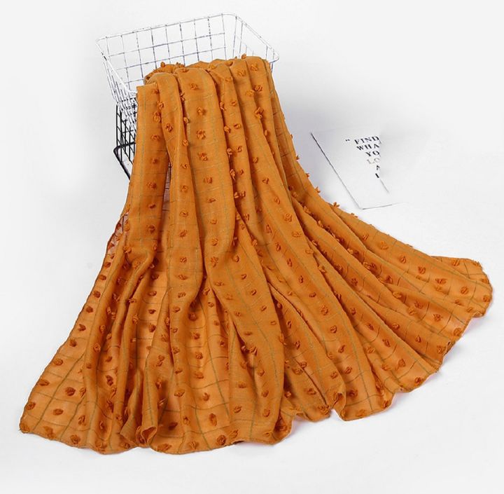 Staller Hijab Fuzzy Cotton Ball Design for Girls, Women Lightweight, Trending fashion Premium Quality,Imported in 22 Colors.