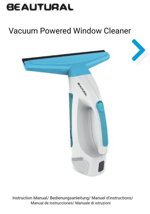 BEAUTURAL VACUUM POWERED WINDOWS CLEANER Rechargeable