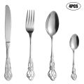 4/6/16/24pcs Stainless steel silver knife, fork and spoon tableware set Royal high-end tableware Suitable for family hotel party. 