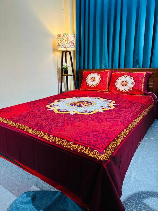 new premium design luxurious fashionable pakiza bed set with two matching pillow cover