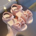 Kids Shoes Summer Sandals for Girls Bow Non-slip Soft Soled Versatile Solid Korean Children Sweet Princess Shoes Beach Sandals.