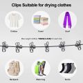 Portable Clothesline with 12 Clothespins Travel Clothesline Stretchy Retractable Elastic Clothes Line Clothe Drying Line Storage. 