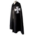Medieval Crusader Costume Templar Cape Cloak With Hood Men's Renaissance Robe Knight Larp Halloween Outfit For Adult Teen Boys.