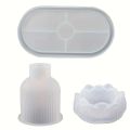 3-piece lotus tray vase resin mold gypsum diy home decoration novice crafts silicone mold production.
