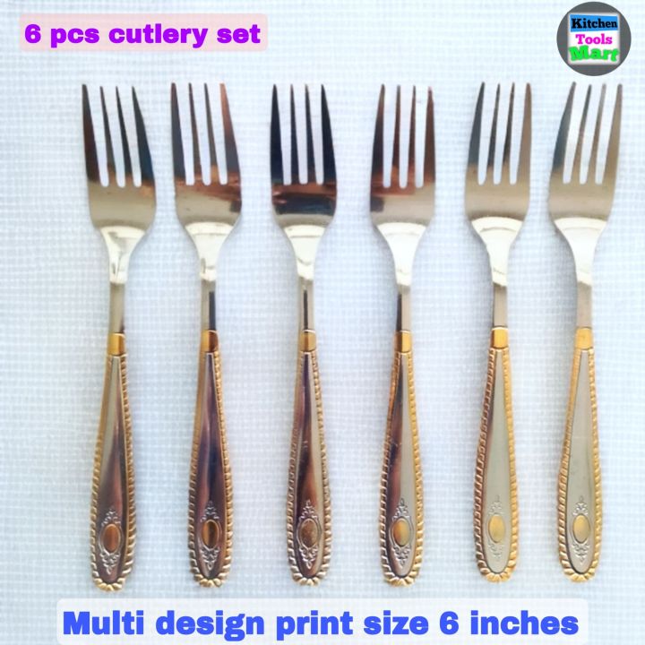 High quality 6 pcs chopped spoon set (size 6 inches) Multi design print for kitchen and Dining table.