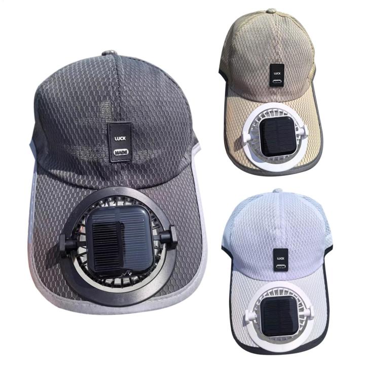 Summer Men Women Fan Baseball Hat Sun Block Baseball Hat with Solar Fan USB Charging Fan Breathable UV Block Outdoor Sunhats
