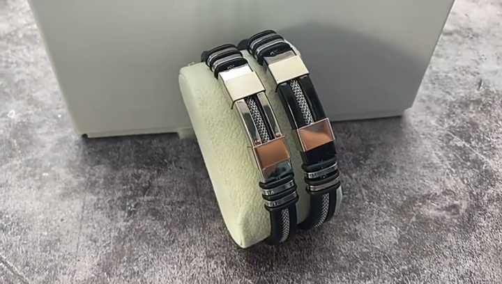 Fashion Stainless Steel Bracelet Men Wrist Band Adjustable Black Link Punk Hiphop Wristband Stylish Casual Bangle Gift