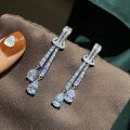 Huitan Bling Bling Long Tassels CZ Drop Earrings for Women Elegant Charms Wedding Party Jewelry Trendy Hot Sale Ear Accessories. 