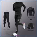 3-5Pcs Men's Ice Fiber Quick-Dry Running Fitness Full Set/Suit Tracksuit For Marathon, Training Cycling, Jogging, Gym, Sweatpant. 