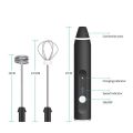 Electric Milk Frother Double Whisk Handheld Coffee Foam Mixer USB Rechargeable. 