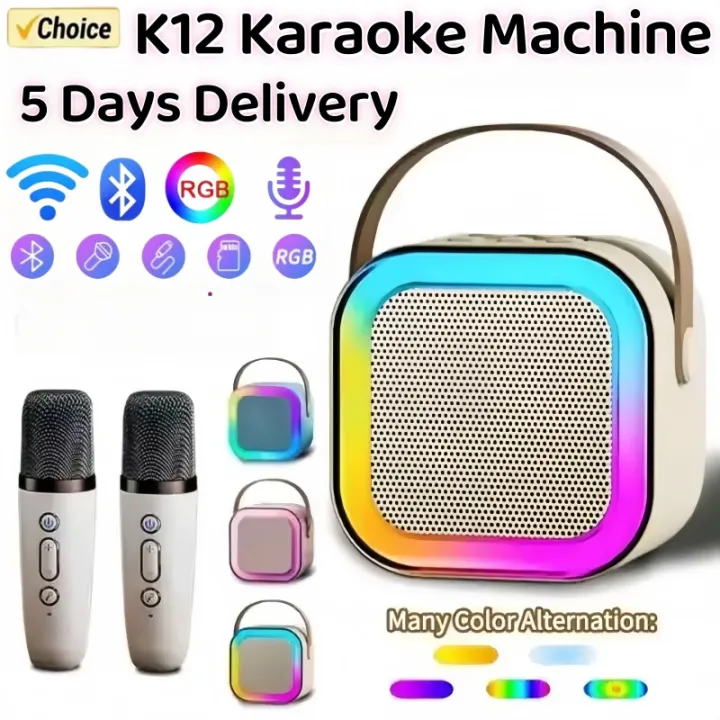 K12 Karaoke Machine Portable Bluetooth 5.3 PA Speaker System with 1 ...