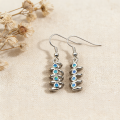 Fashion Spiral Blue Opal Earrings for Women,Opal Stone White K Plated Dangle Drop Earrings,Elegant Minimalist Wedding Gift for. 