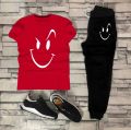 Fashionable Trendy Multicolor Happy Face Summer Track suit for Boys and Men. 