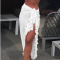 5 Colors Ruffle Sarong for Women 2024 Summer Solid Bikini Long Skirt Beach Dress Swimming Sun Protection Swim Cover Ups Monokini.