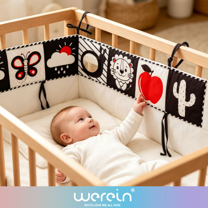 WeRein%20Black%20White%20High%20Contrast%20Baby%20Crib%20Cloth%20Book,%20Newborn%20Visual%20Stimulation,%20Soft%20Fabric%20Book%20with%20mirror,%200-12%20Months%20-%20Image%204