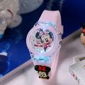 Disney Mickey Children Watches Girls Color Light Source Silicone Princess Elsa Kids Watch Boys Gift Clock Wrist. 