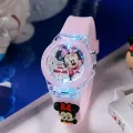 Disney Mickey Children Watches Girls Color Light Source Silicone Princess Elsa Kids Watch Boys Gift Clock Wrist. 