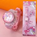 Fashion Creative Gyro Turntable Unicorn Light up Watch Students Watch Colorful Horse Light up Electronic Display. 