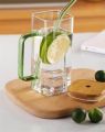 Square Glass Mug 400ml With Lid and Straw Breakfast Milk Cup Microwave Safe Transparent Coffee Mug Drinkware Glass. 