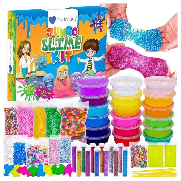 12 Slime pack & 6 Glitter bottle & Orbeez ball and animal / Clay mitti pcs : 8 stick icecream Kids Learning Toys ( Box Not Included )