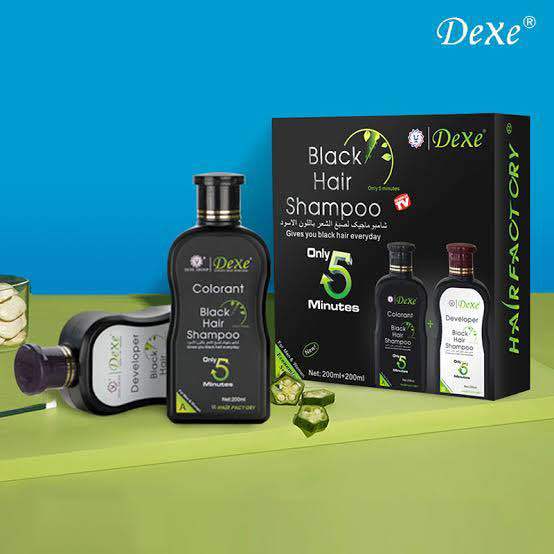 Dexe Black and brown Hair Shampoo  Instant Hair Blackening Dye for Men Women Black Color - Simple to Use - Lasts 30 Days - Fast Acting Natural Ingredients each