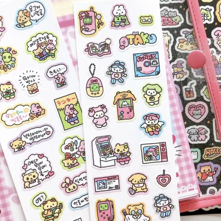 Korean%20Cartoon%20Cute%20Kawaii%20Graffiti%20Hand%20Drawn%20Rabbit%20Sticker%20Hand%20Account%20Photo%20Planner%20Diary%20Scrapbook%20DIY%20Decorative%20Stickers%20-%20Image%204
