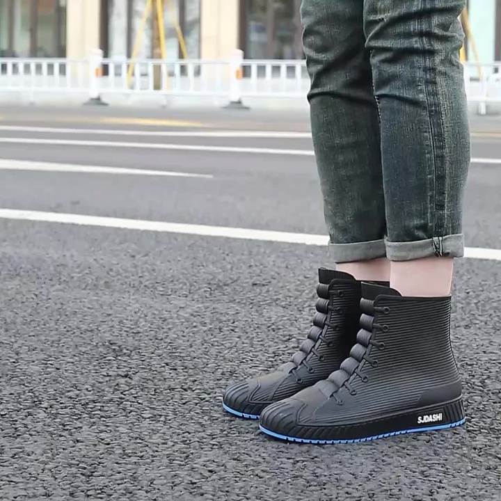 Rain Boots For Men Women Summer Casual Mid-calf Waterproof Shoes Winter Lining With Fleece Warm Anti-slip Wear-resistant Outdoor