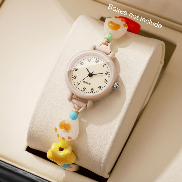 Fashion Beads strap Women Watches Ladies Casual Arabic Dial Quartz Wristwatch Reloj Mujer Girls Clock (Without Box)