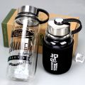 Portable Glass Water Bottle with Protective Bag, 1000ml/  Sports Outdoor Water Bottles. 