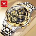 Olevs 9947 luxury fashion stainless steel imported waterproof chronograph active wrist-watch for men.
