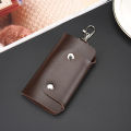 Portable Leather Housekeeper Holders Car Keychain Key Holder Bag Case Unisex Wallet Cover Simple Solid Color Storage Bag.
