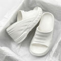 Women Fashion Summer 8 cm Chunky Sole Wedges Heels Flip Flops Casual Shoes Waterproof Taiwan Slippers  Lady Sandals. 