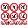 Traffic Signl Speed Limit 10.20.30.40.50.60.70.90 Km/h,Vintage Metal Aluminum Sign Traffic Restriction Outdoor Waterproof Sign. 