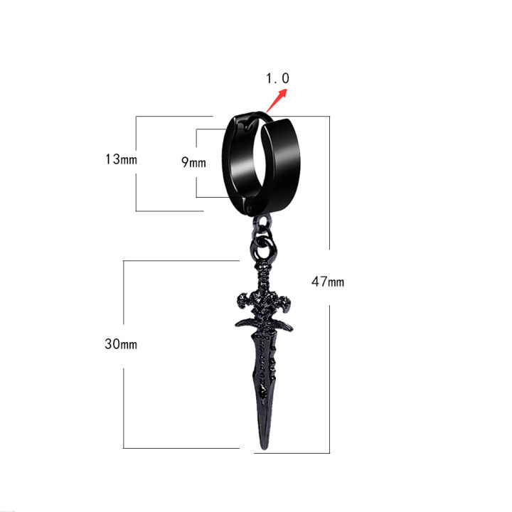 2pcs%20Stainless%20Steel%20Dragon%20Coil%20Sword%20Pendant%20Drop%20Hoop%20Earrings%20Unique%20Punk%20Hip%20Hop%20Style%20for%20Men%20Women%20Daily%20Wear%20Jewelry%20-%20Image%206
