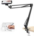 Overhead Video Stand Phone Holder Articulating Arm Phone Mount Table Top ChromLives Scissor Boom Arm Articulating Phone Stand Tablet Phone Holder for Streaming Phone Baking Crafting. 