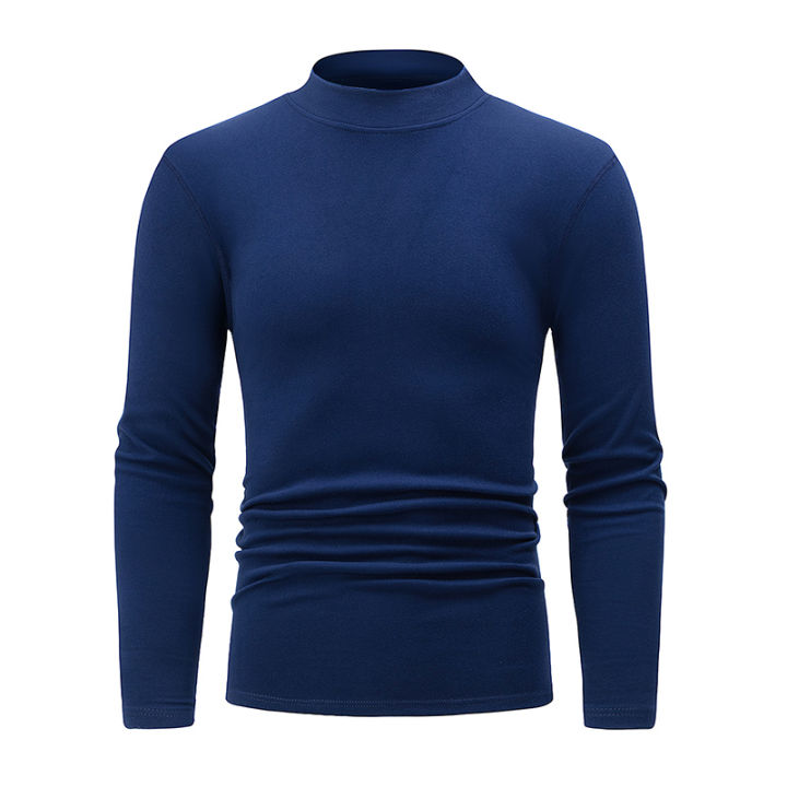 4/1%20Piece%20Autumn%20And%20Winter%20Men's%20Semi%20High%20Neck%20Warm%20Windproof%20Base%20Top%20Solid%20Color%20Versatile%20Youth%20Casual%20Sports%20Thick%20Base%20T-%20-%20Image%203