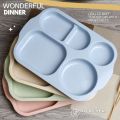 Wheat straw plastic rice bowl set with 4 colors food hole tray set eco-friendly material. 