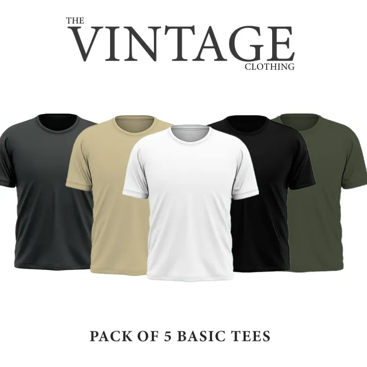 Vintage%20apparels%20Pack%20of%205%20plain%20half%20sleeves%20Multicolor%20Summer%20Friendly%20T-shirts%20-%20for%20Men%20-%20Image%204