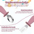 3-Piece Silicone Spoon and Fork Cutlery Set for Baby Food and Feeding Utensils, Children's Stainless Steel Spoon and Fork Cutler.