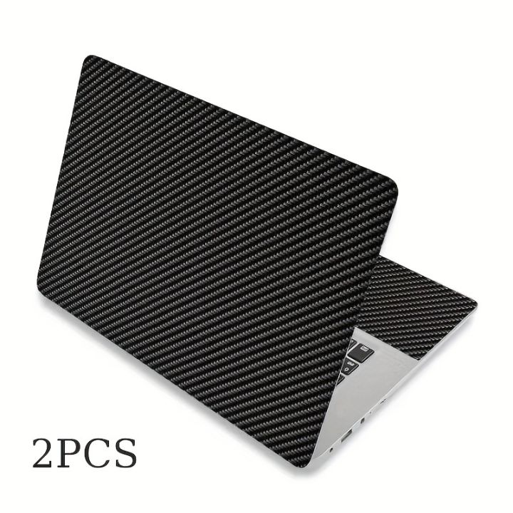 HUADO 2-Piece Set 12.1 13 13.3 14 15 15.4 15.6 Carbon Fiber Laptop Sticker Universal Net Sticker Reusable Laptop Case (Black)