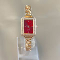 Women Square Drill Point Scale Dial Quartz Steel Strap Watch. 