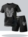 New summer fitness sportswear for men, short-sleeved T-shirt and shorts two-piece set, breathable and quick-drying casual wear.. 