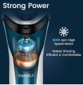 Electric Razor for Men, SweetLF 100% Waterproof Electric Shaver, Type C Rechargeable, Wet & Dry Rotary Shavers for Men with Pop-up Trimmer, Corded and Cordless, Navy Blue. 
