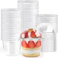 8OZ Disposable Plastic Cups with Dome Lids Clear Dessert Cup Mini Parfait Appetizer Container for Ice Cream Cake Fruit Jelly.